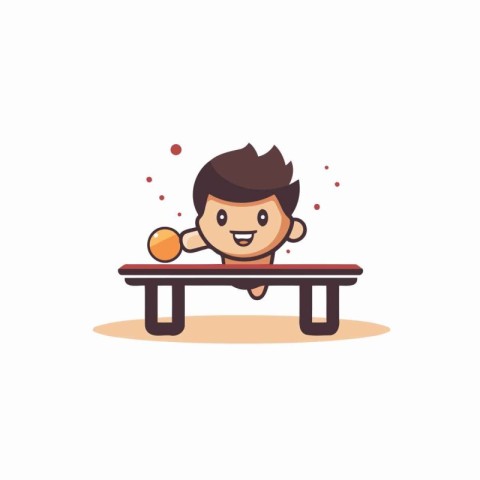 Boy playing table tennis flat style icon vector illustration iso