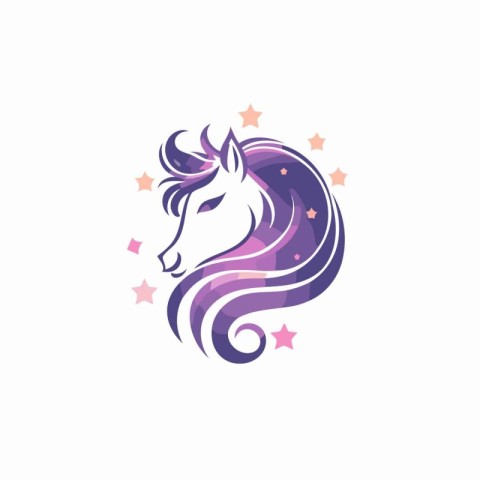 Unicorn vector logo design template. Magic horse head icon.