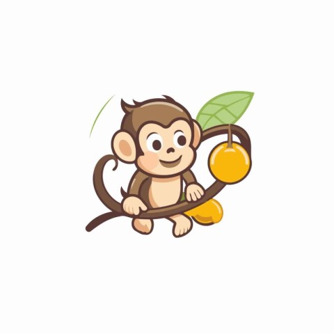 monkey with fruit icon on white background for graphic and web d