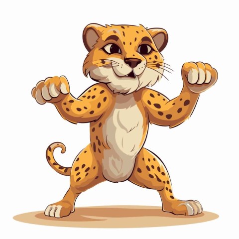 Cheetah cartoon character isolated on white background. Vector i