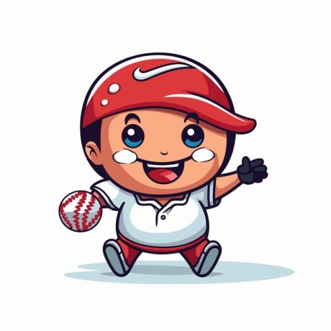 Baseball Player Cartoon Mascot Character Mascot Design Vector