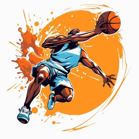 Basketball player in action. vector illustration of basketball p