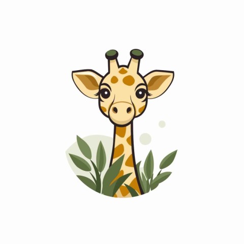 Cute giraffe. Vector illustration in flat style. Isolated on whi