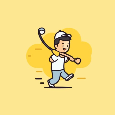 Golfer playing golf. Flat design style. Vector illustration.