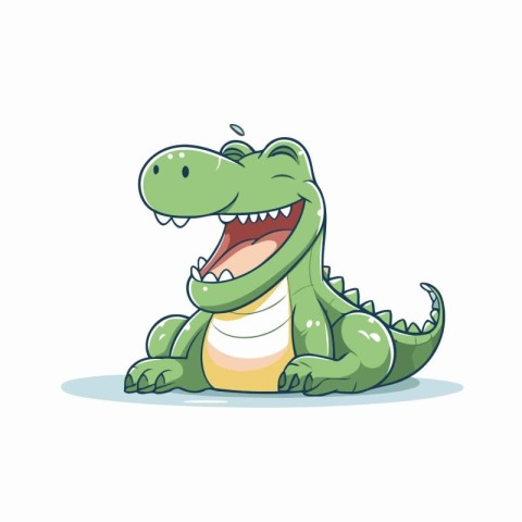 Cute crocodile cartoon character vector Illustration isolated on