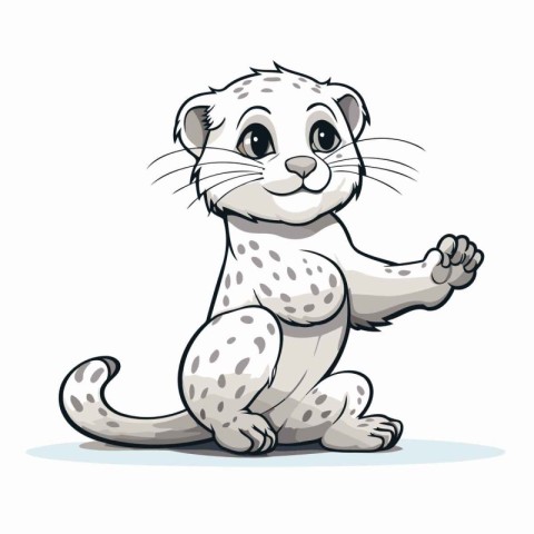 Cute cartoon leopard on a white background. Vector illustration.