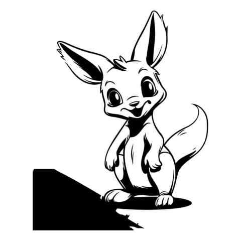 Vector image of a cute cartoon rabbit isolated on a white backgr