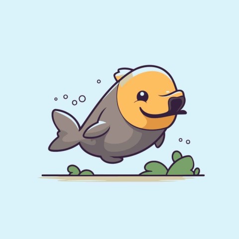 Cute cartoon fish. Vector illustration. Cute cartoon fish.