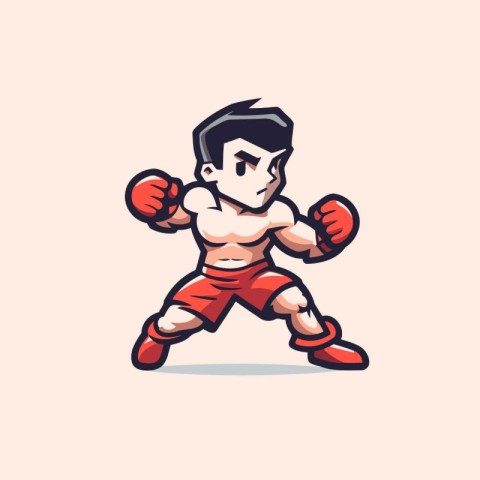 Boxing action cartoon character vector illustration. Mascot desi