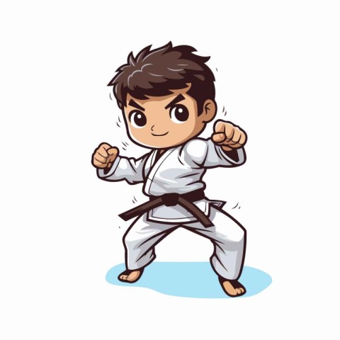 Cartoon karate boy vector illustration isolated on a white backg