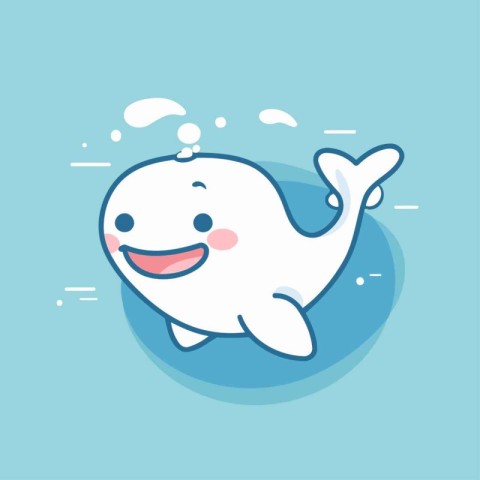 Cute cartoon whale. Vector illustration of a cute smiling whale.