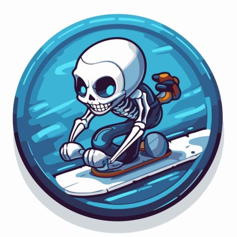 Skier cartoon mascot. Vector illustration of a skier with skis.