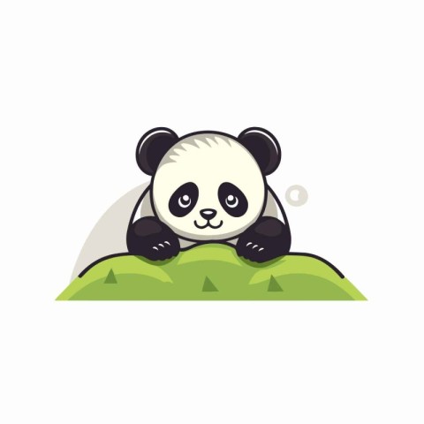 Cute panda sitting on grass. Vector illustration in cartoon styl