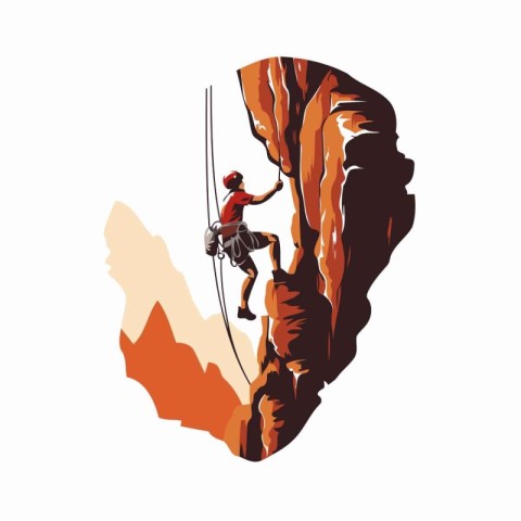 Rock climber. Vector illustration of a man climbing on a cliff.