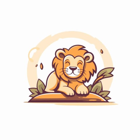 Lion logo design. Vector illustration of a cute cartoon animal.