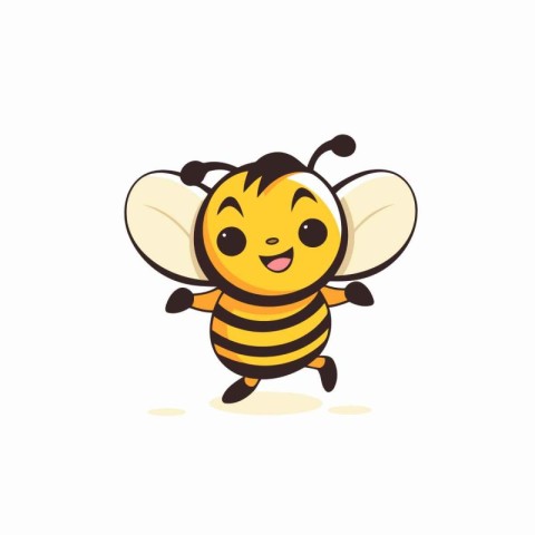 Cute cartoon bee character isolated on white background. Vector