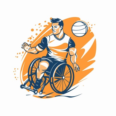 Disabled man in a wheelchair playing basketball vector illustrat