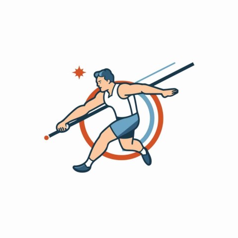 Javelin thrower icon. Flat color design. Vector illustration.