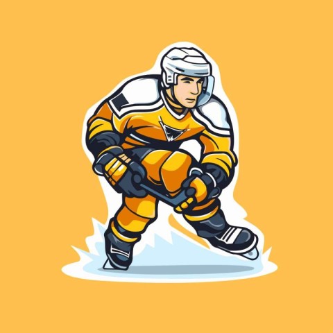 Ice hockey player. Vector illustration of ice hockey player with