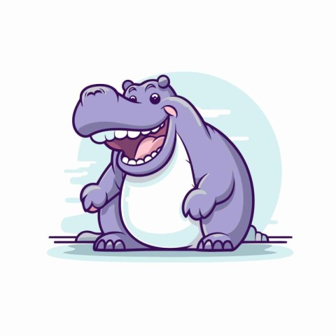 Funny hippo cartoon character. Vector illustration isolated on w