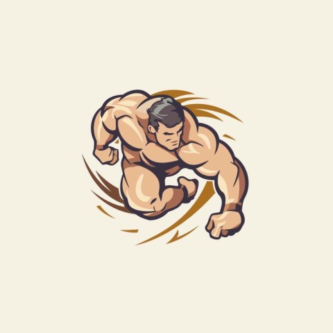 Vector illustration of strong man bodybuilder. Bodybuilder with