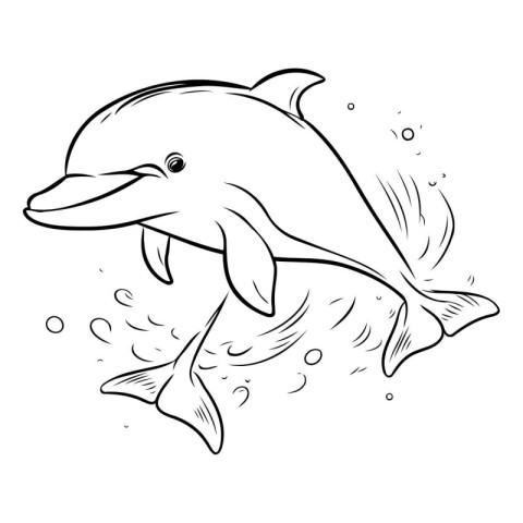 Dolphin - Coloring book for adults and children. Vector illustra