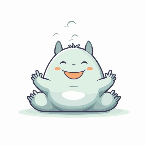 Vector illustration of a cute cartoon white ghost sitting and sm