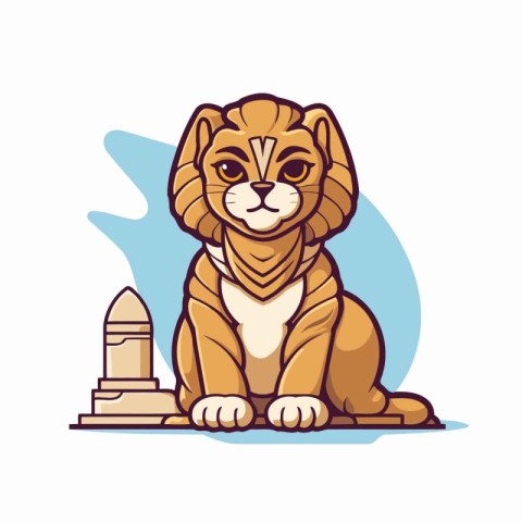 Cute cartoon lion. Vector illustration isolated on a white backg