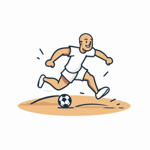 Soccer player in action on the field. Vector illustration in car