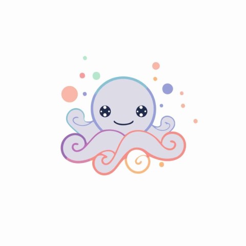 Cute octopus. Vector illustration in cartoon style on a white ba