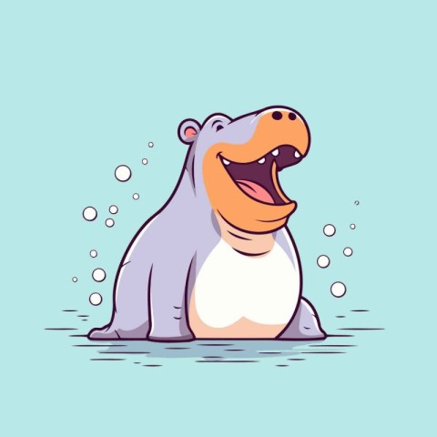 Cartoon hippo. Vector illustration of a hippopotamus.