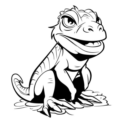 Lizard - black and white vector illustration for t-shirt.