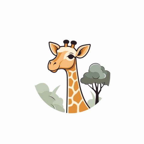 Giraffe head vector illustration. Isolated on white background.