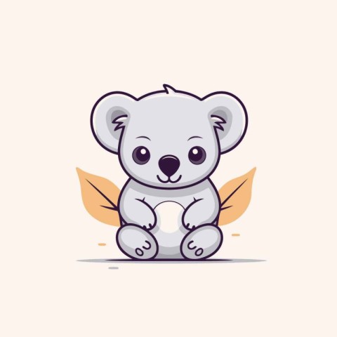 Cute koala sitting on the ground. Vector illustration in cartoon