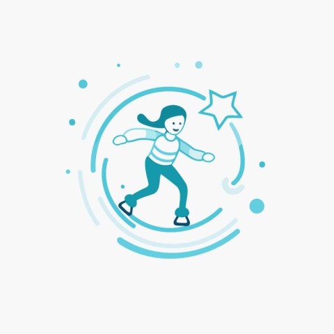 Figure skating icon. Ice skating vector illustration. Ice skatin