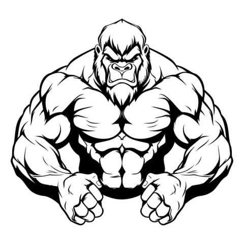 Mascot template for bodybuilding sport club with strong gorilla.