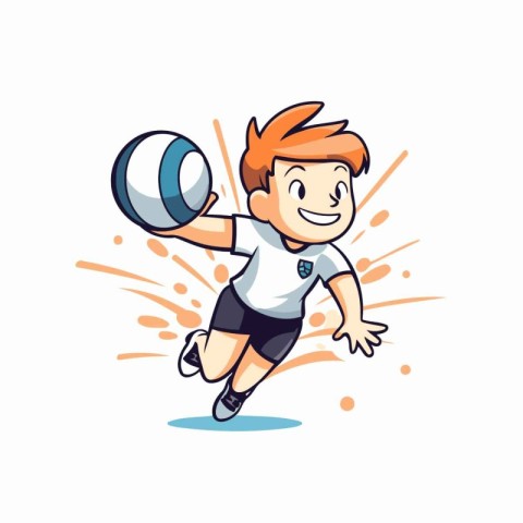 Volleyball player with ball. Vector illustration on white backgr