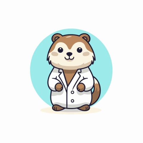 Cute hamster in a lab coat. Vector illustration in cartoon style