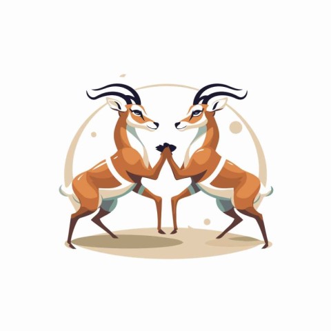 Two antelopes in love. Vector illustration on white background.