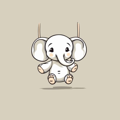 Cute cartoon elephant. Vector illustration isolated on a white b