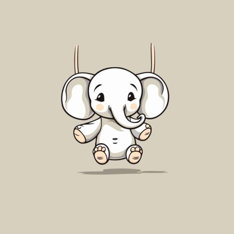 Cute cartoon elephant. Vector illustration isolated on a white b