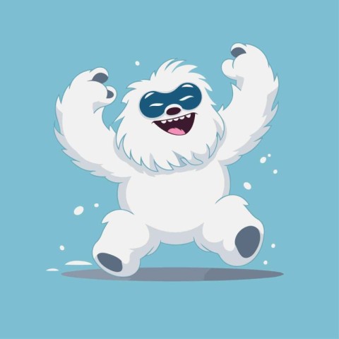 Cute cartoon santa claus running on a blue background.