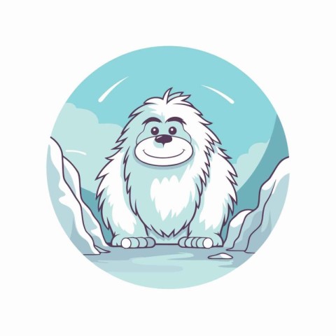 Pomeranian dog. Vector illustration in a circle on a white backg