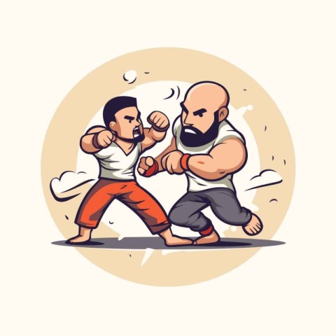 Illustration of a karate man doing a kick. vector illustration