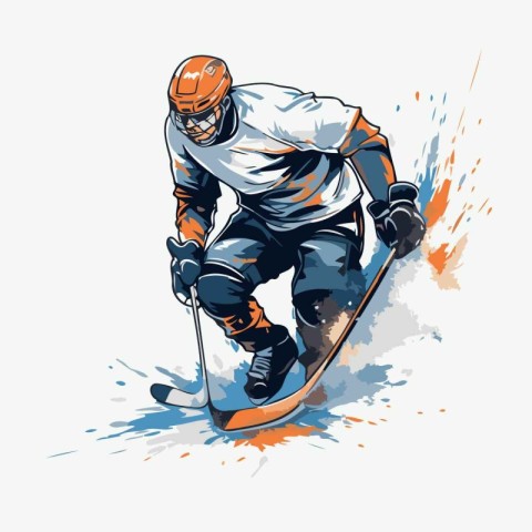 Hockey player in action. vector illustration of hockey player in