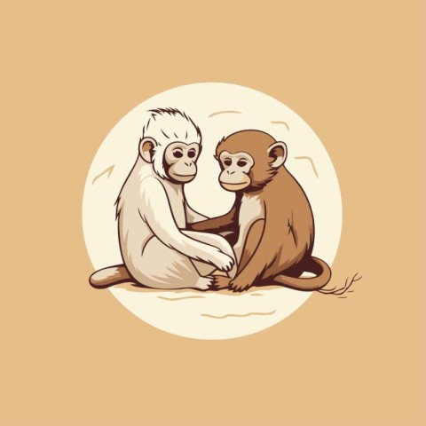 Monkey and monkey in a circle. Vector illustration of a monkey.