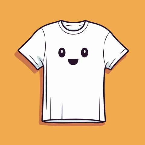 White t-shirt with a kawaii face. Vector illustration