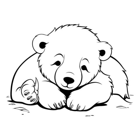 Black and White Cartoon Illustration of Cute Bear Animal Charact