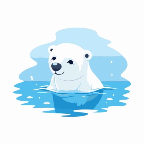 Polar bear swimming in the water. Vector illustration in cartoon