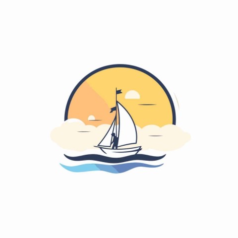 Sailing boat logo design. Sailboat icon. Vector illustration.